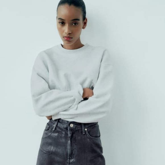 Zara Denim - ZARA MID RISE LOOSE FIT FOIL JEANS